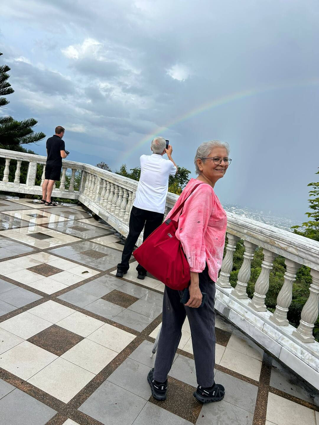 A rainbow over the mountain terrace at Doi Suthep